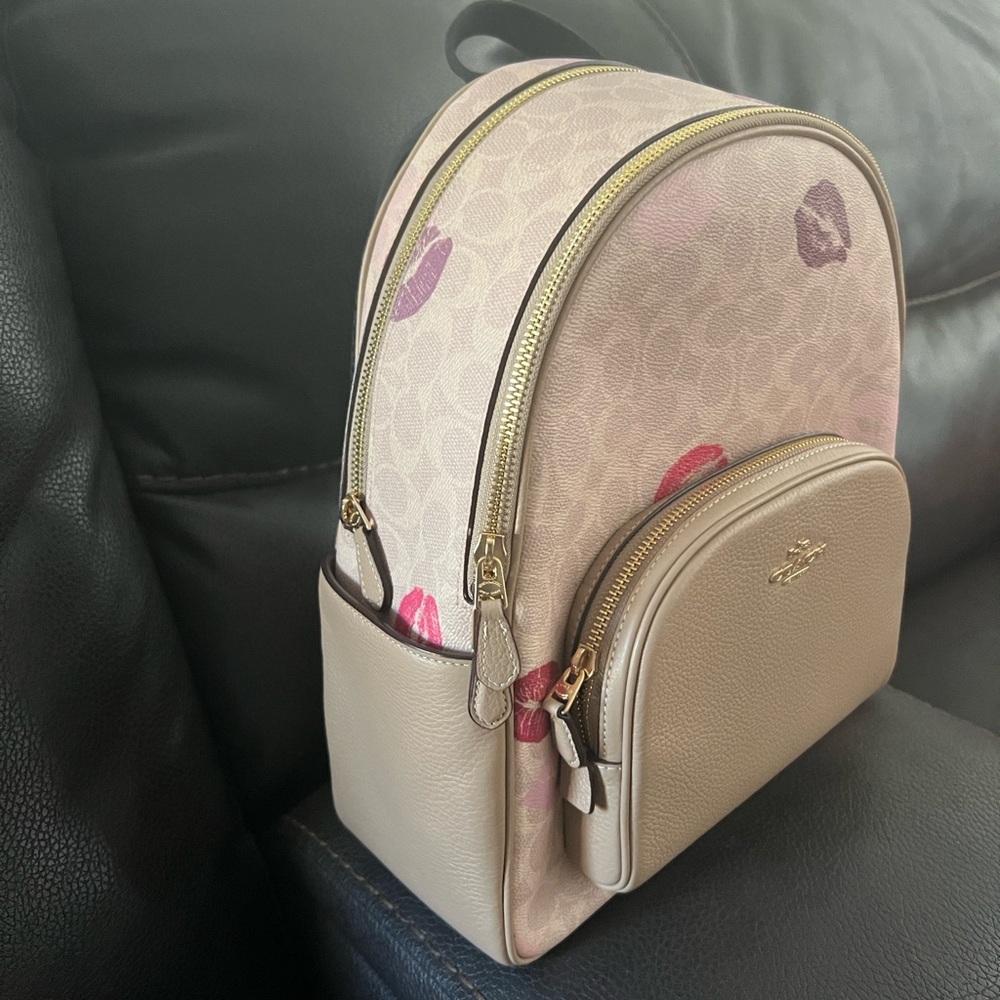 Coach Women's Beige Backpack with Pink and Purple Accents - Picture 2 of 6